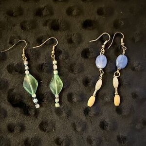 Elegant Green and Blue Beaded Earrings